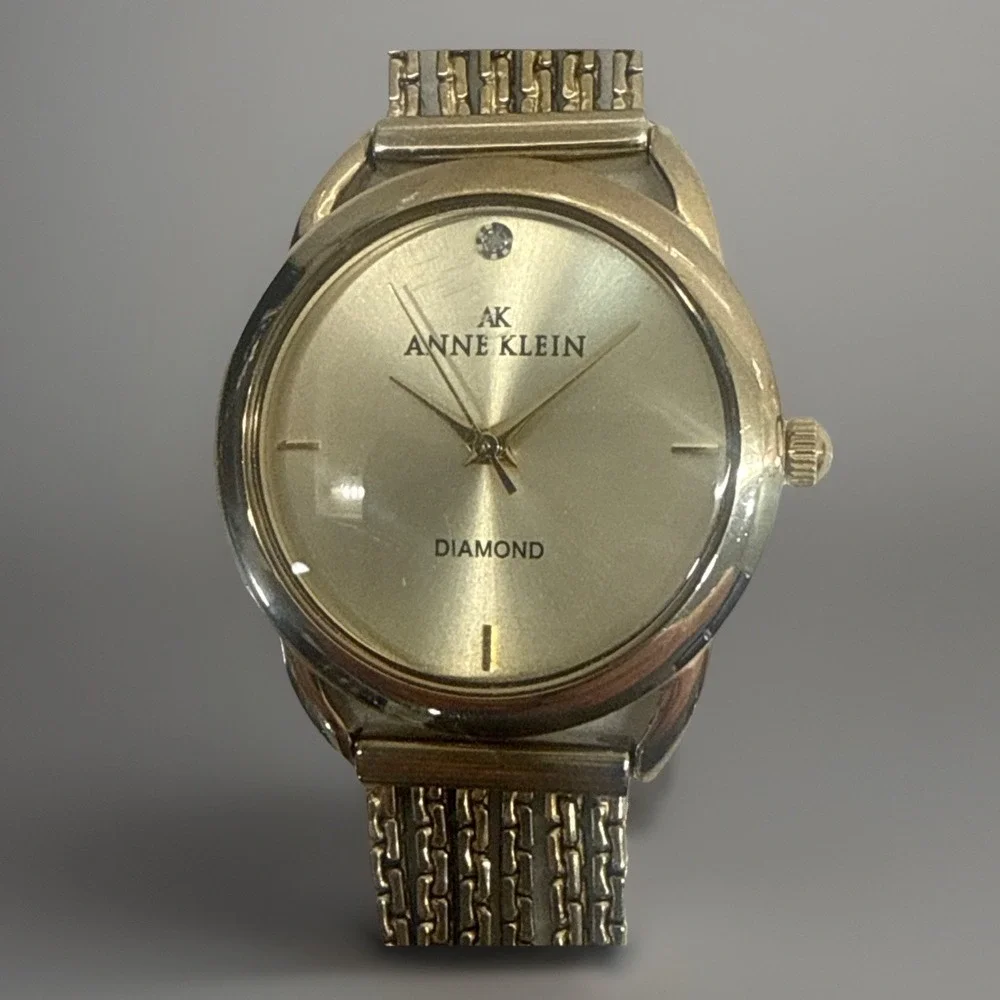 Anne Klein Ladies Watch Multi Strand Band Bracelet Diamond Gold Tone New Battery